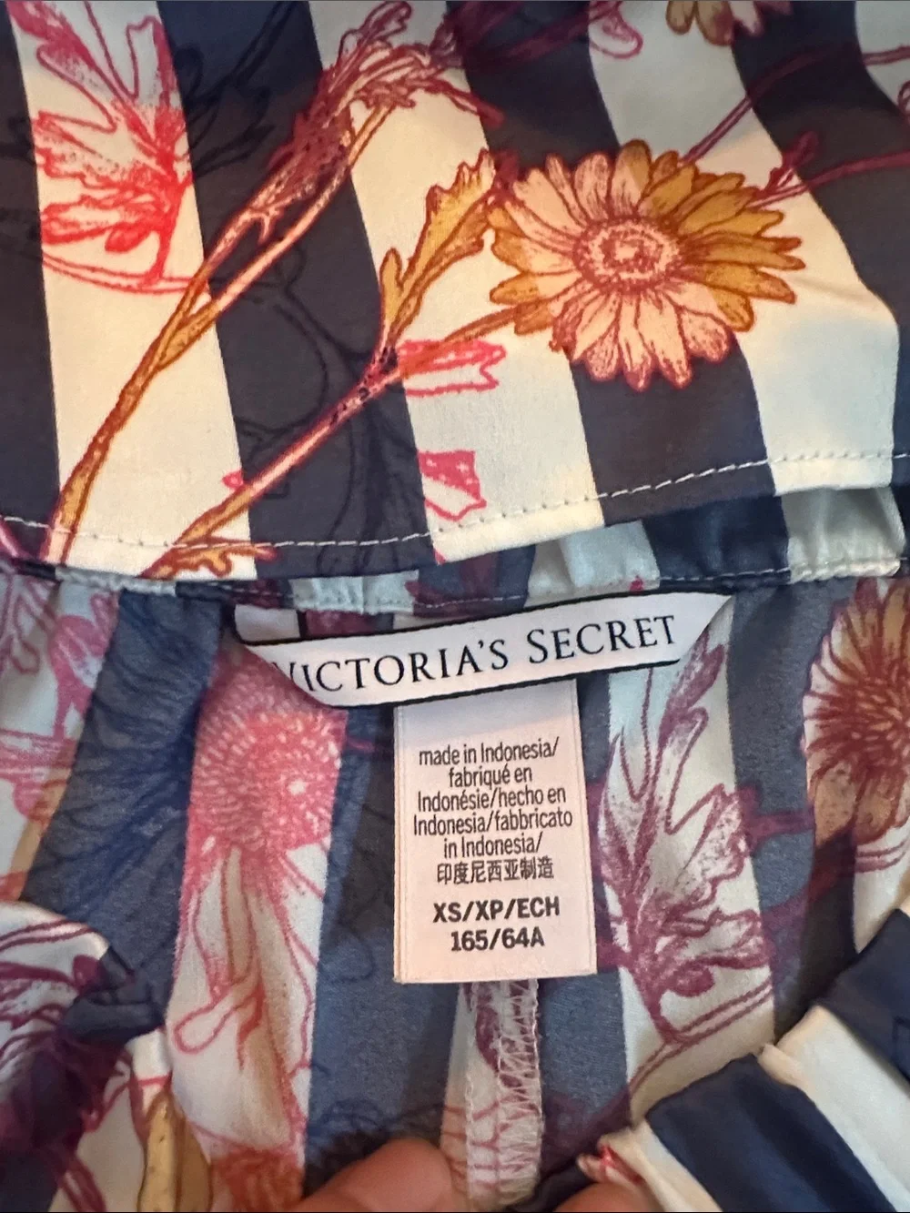 Victoria's Secret Satin Floral Stripe Cami Shorts Pajama Set XS